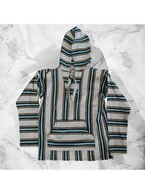 ORIGINAL SENOR LOPEZ Men’s Blue Teal Baja Hoodie Size Medium